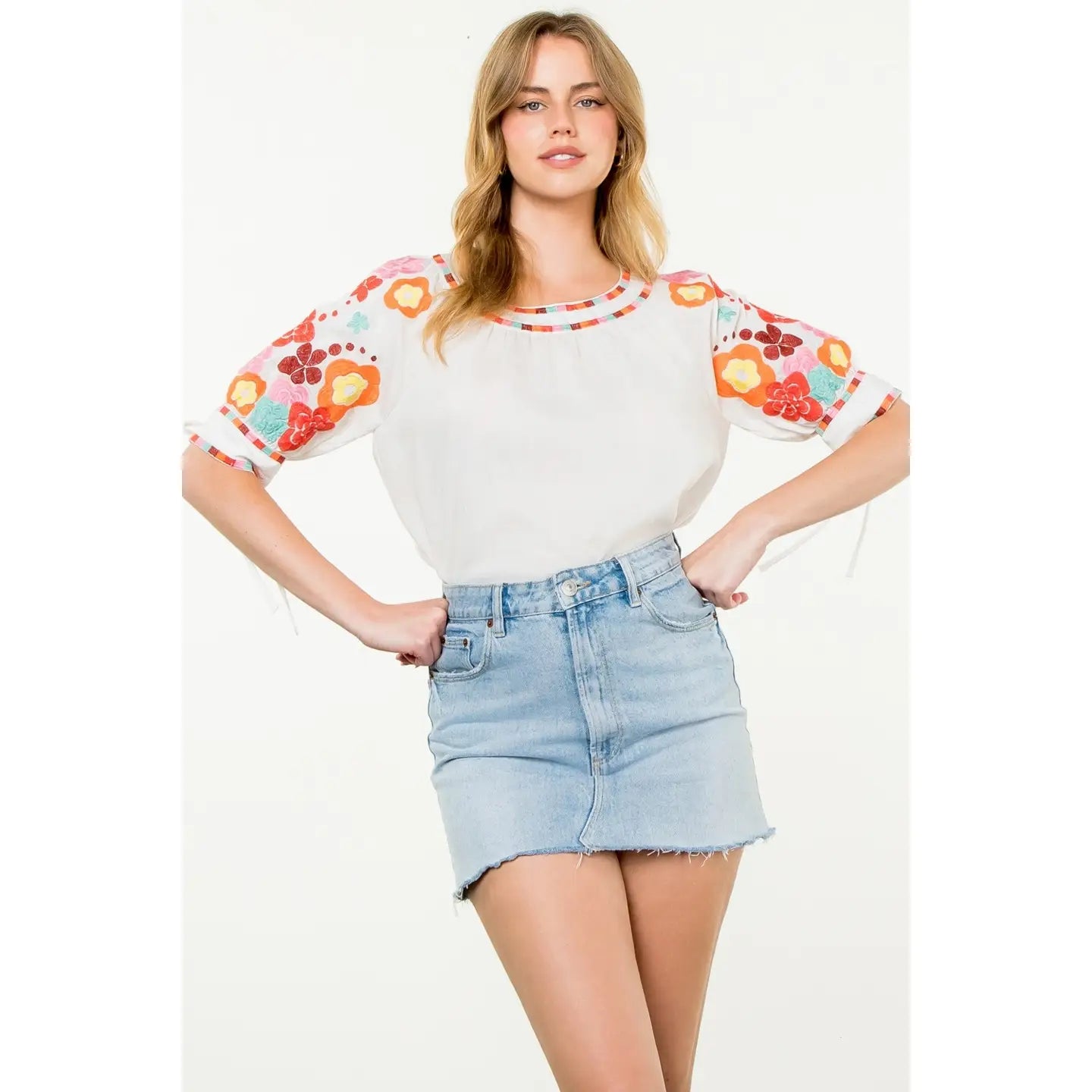 Jenny Short Sleeve Embroidered Top