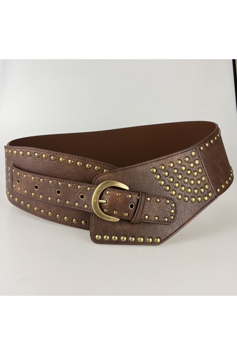 Studded Western Belt in Brown