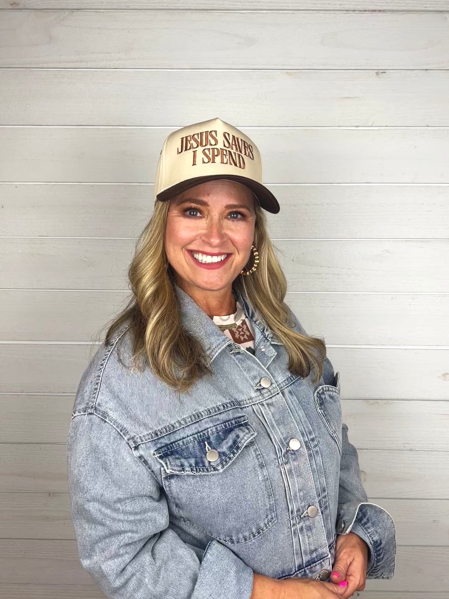 Jesus Saves I Spend in Brown