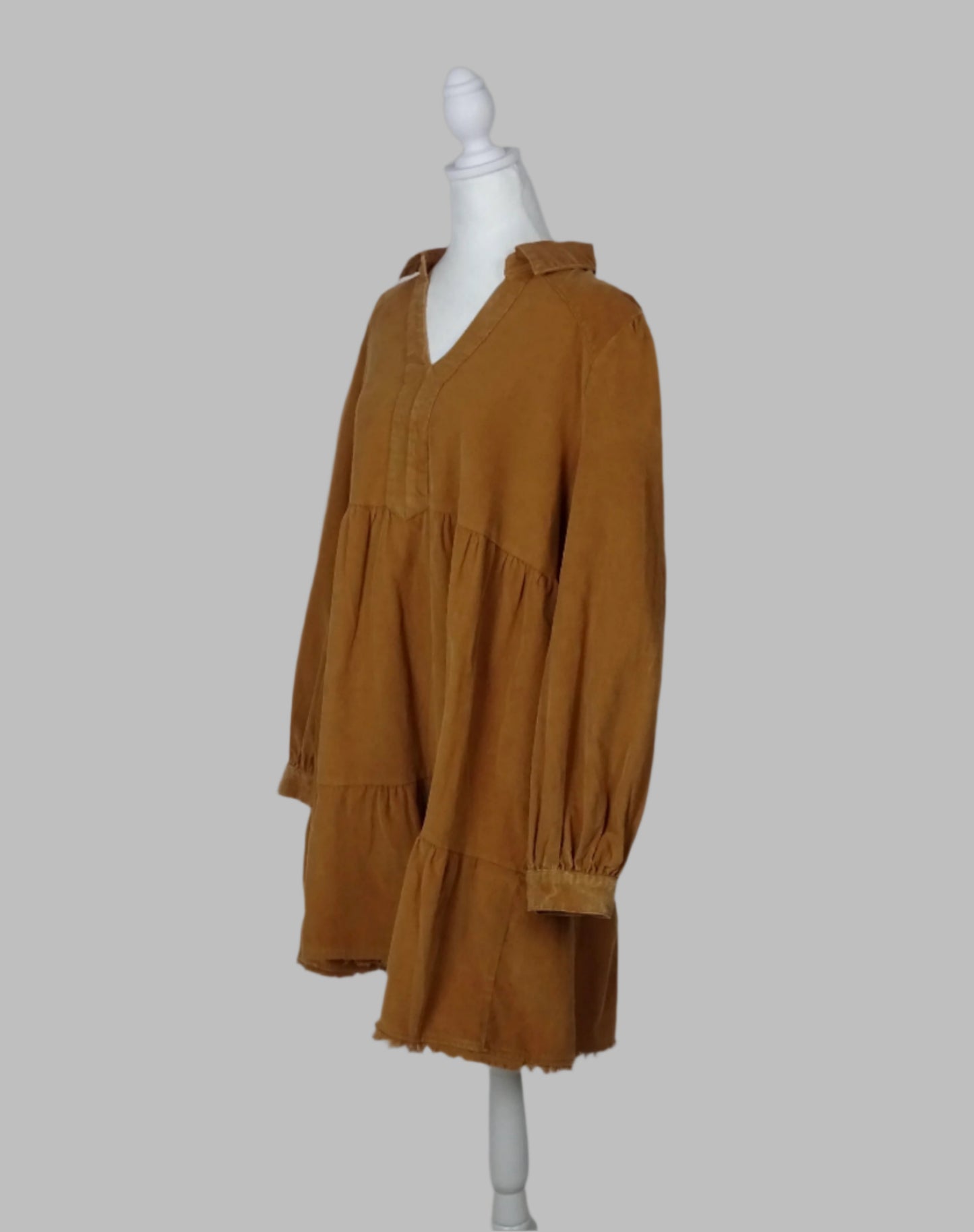 Camel Corduroy Dress in Camel - Curvy