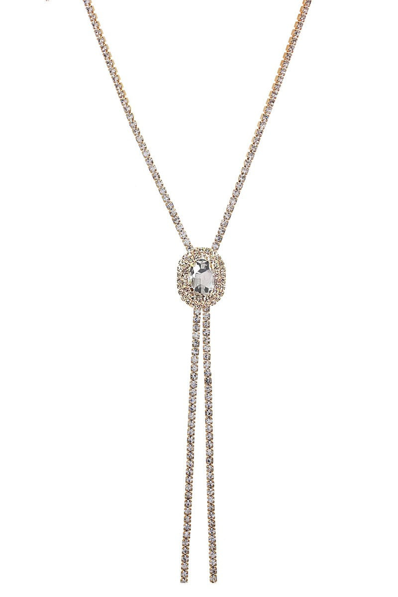 Crystal Lariat in Silver