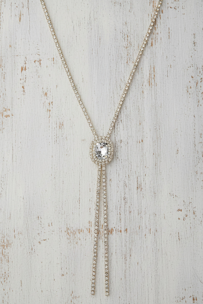 Crystal Lariat in Silver