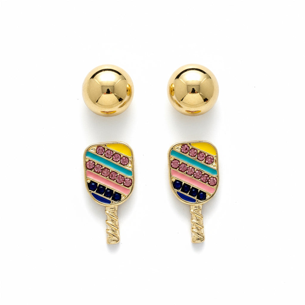 Multi Colored Pickleball Paddle Earrings
