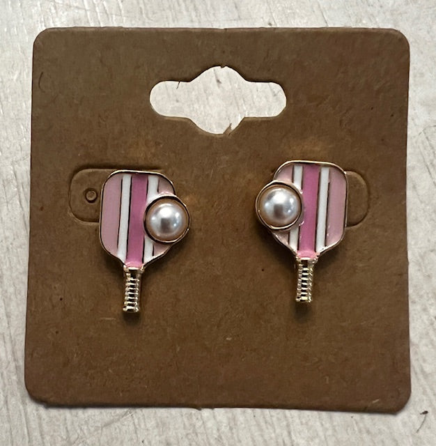 Pink Pickleball Paddle Earrings