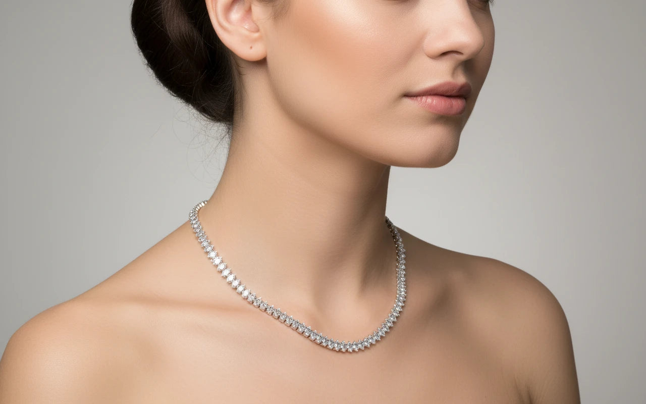 Marquise Cut Necklace - Silver