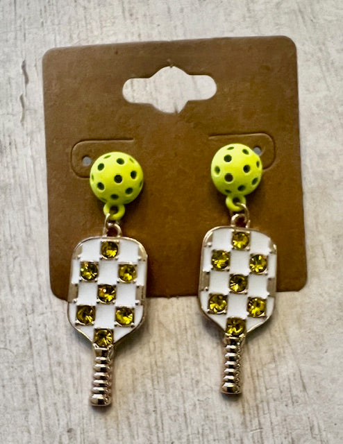 Yellow Pickleball Paddle Earrings