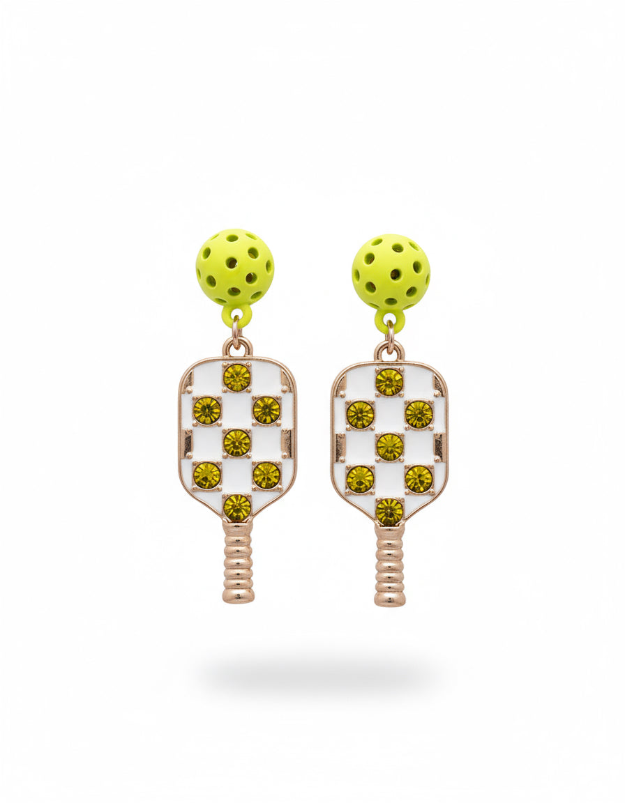 Yellow Pickleball Paddle Earrings