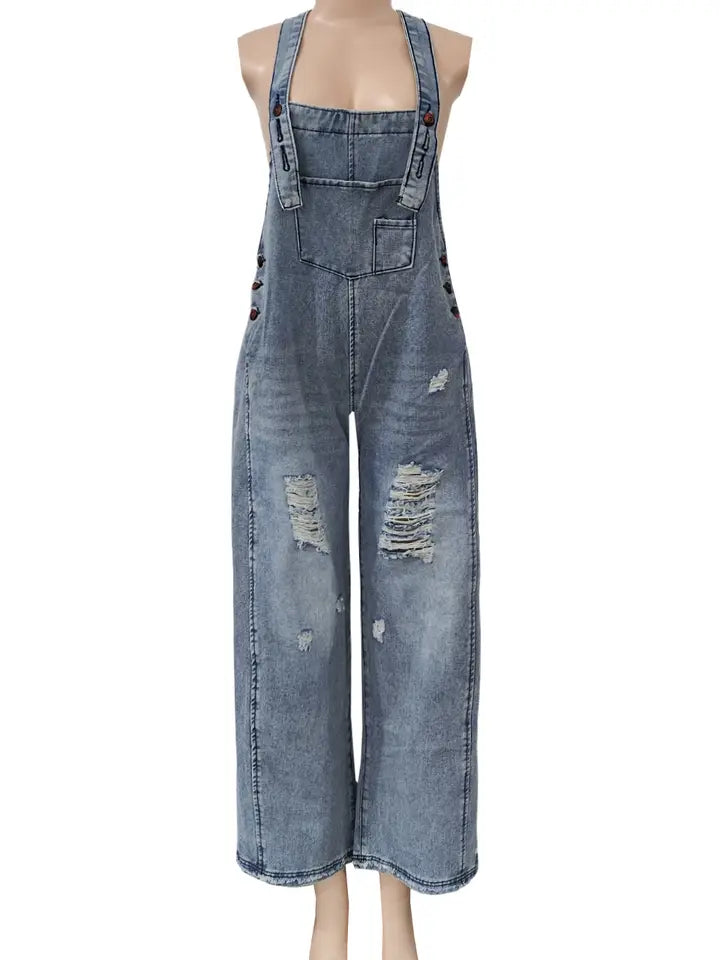 Taylor Distressed Denim Overall