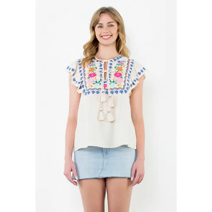 Maddie Embroidered Detail Top