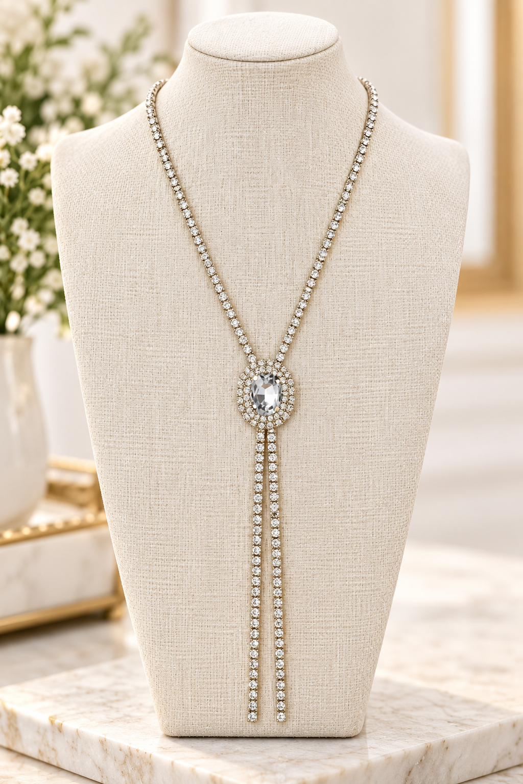Crystal Lariat in Gold