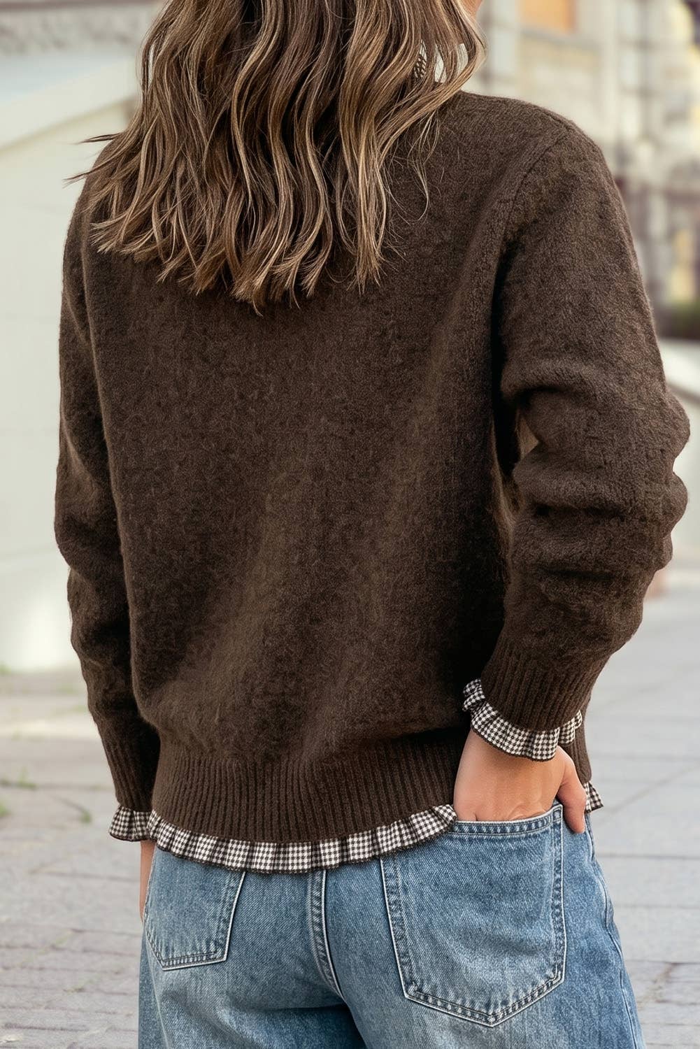 Ruffle Trim Pullover Sweater