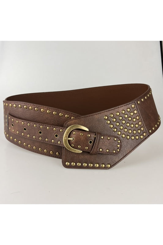 Studded Western Belt in Brown