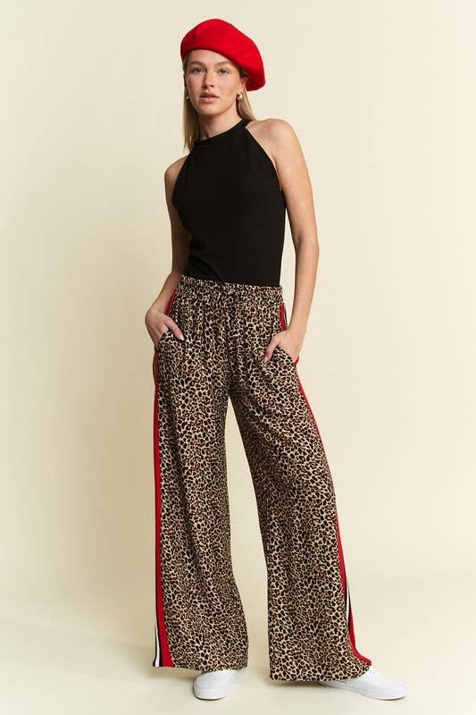 Leopard Pants with Red Stripe