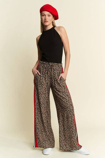 Leopard Pants with Red Stripe