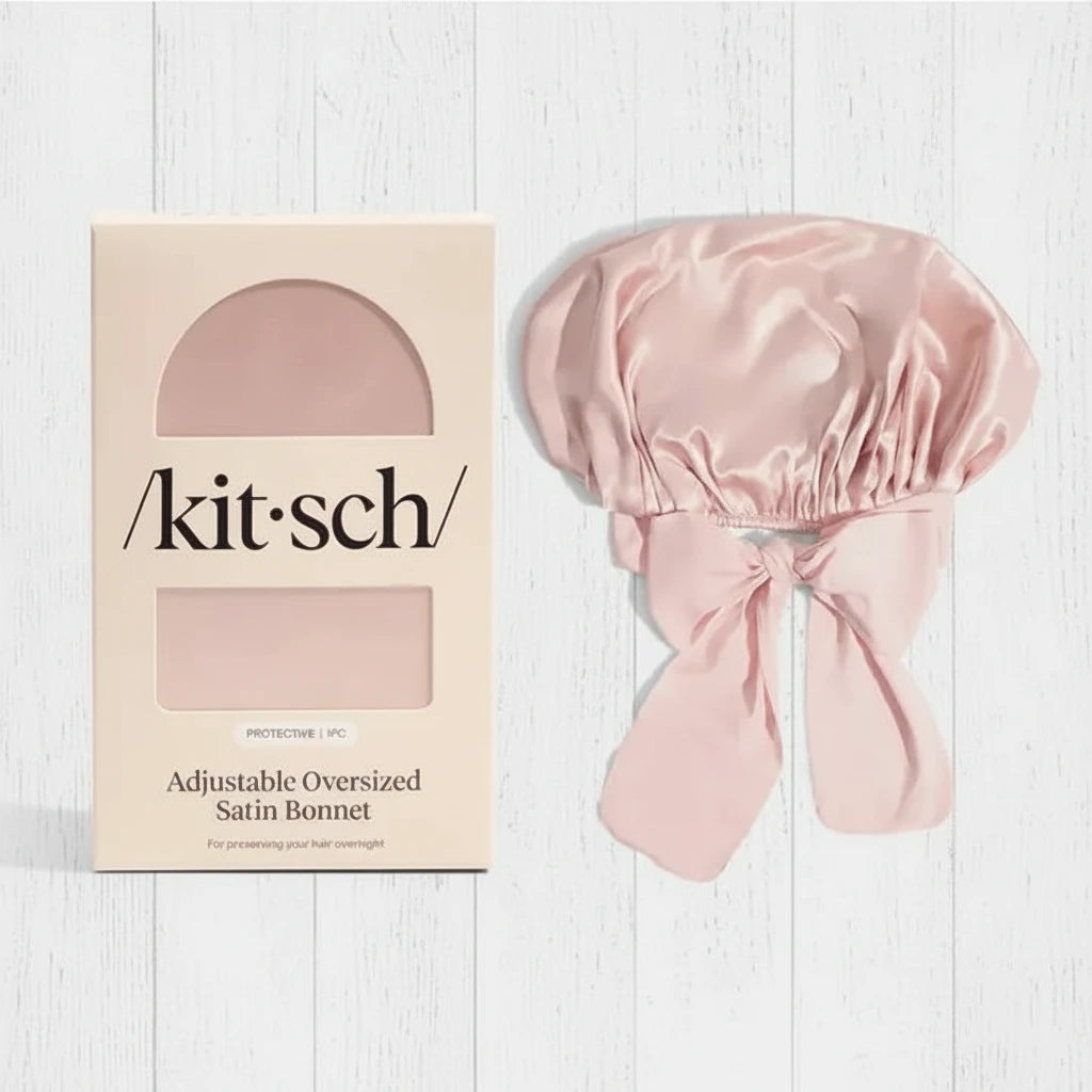 Adjustable Oversized Satin Bonnet - Blush