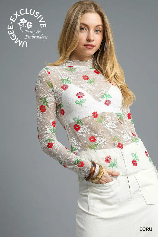 Rosie Mesh Floral Lace Top