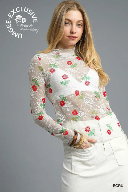 Rosie Mesh Floral Lace Top