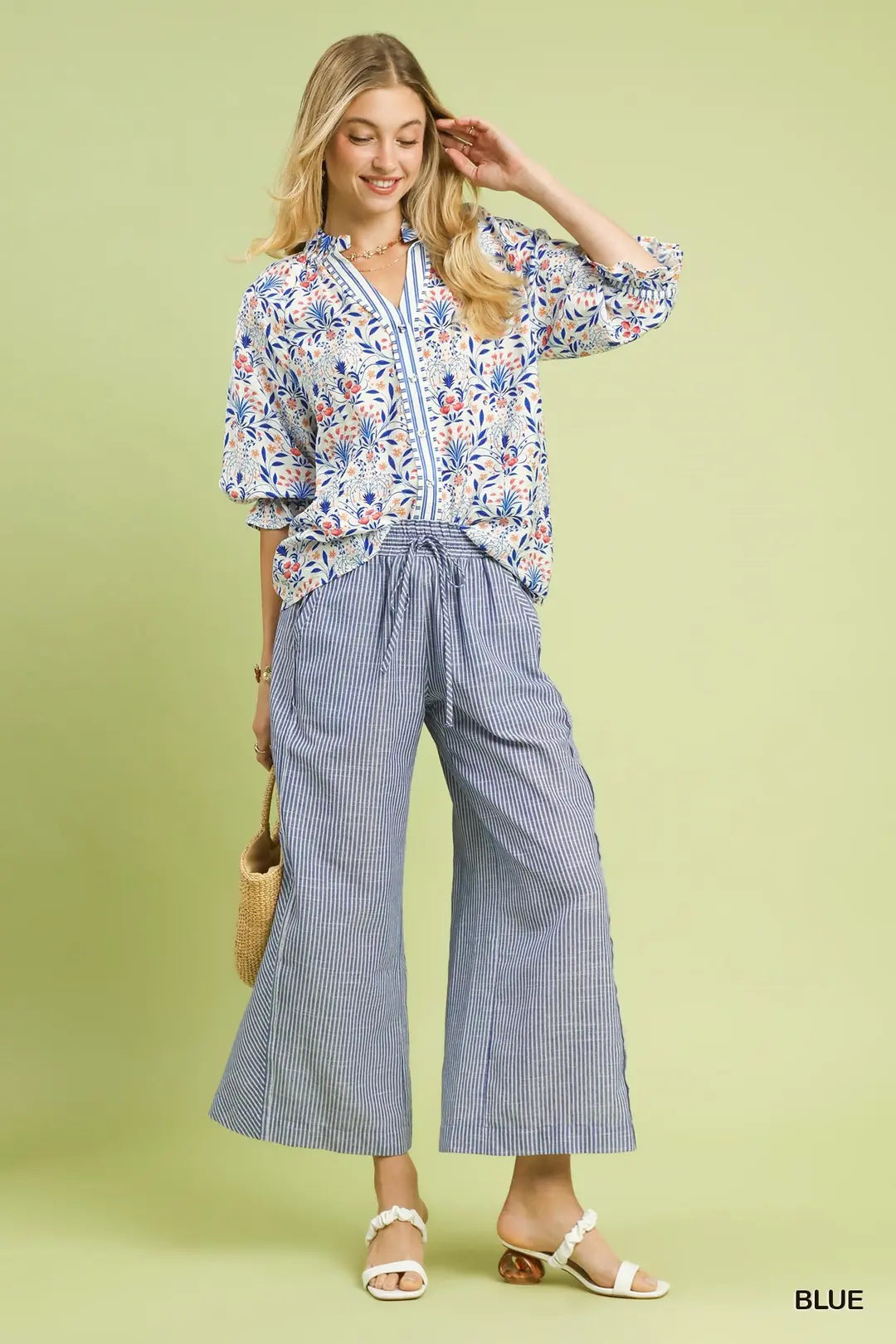 Jesse Linen Pants in Blue