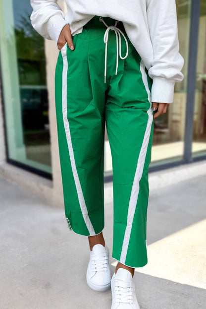 Green Drawstring Cropped Pants