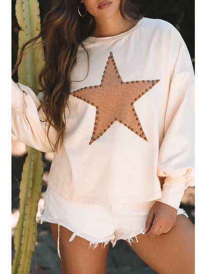 Paulina Star Studded Top in Cream