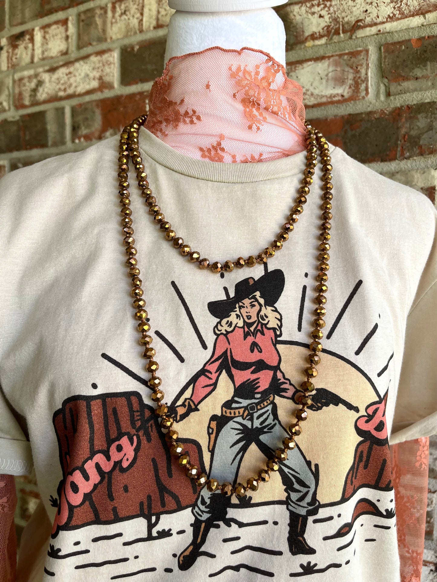 Glass Bead Necklace in Bronze