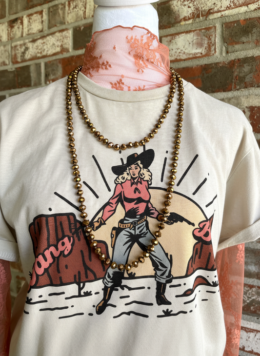 Glass Bead Necklace in Bronze