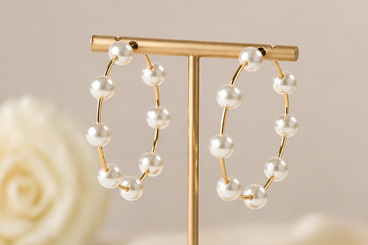 Darlene Pearl and Gold Earrings