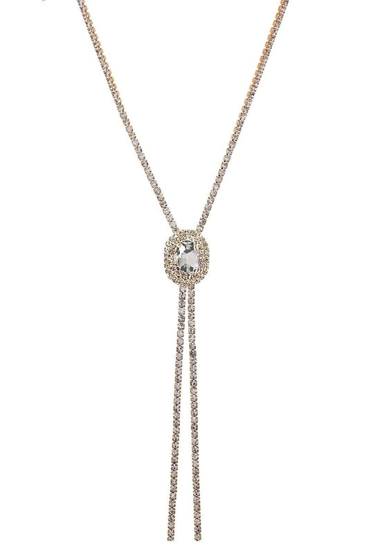 Crystal Lariat in Silver