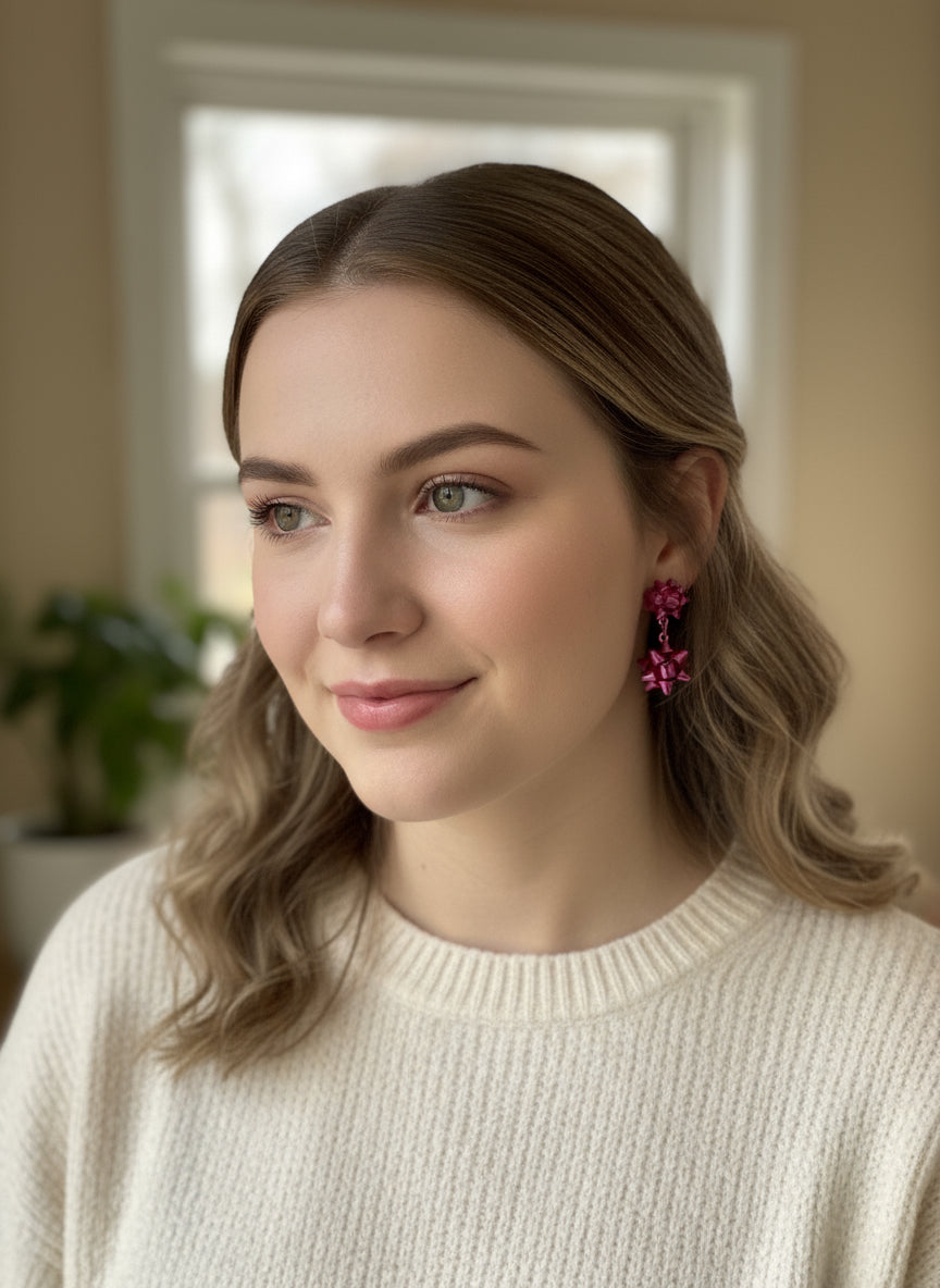 Pink Bow Earrings