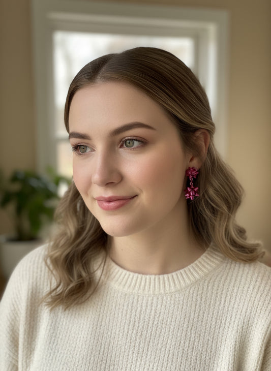 Pink Bow Earrings