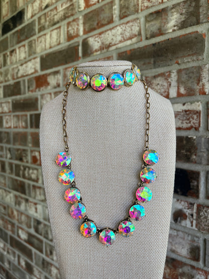 Iridescent Rhinestone Necklace Set