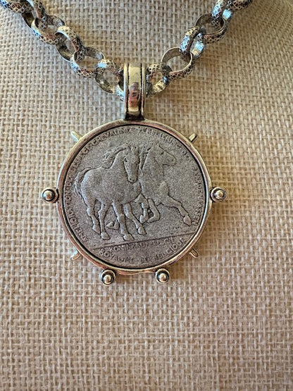 Horse Coin Pendant Necklace