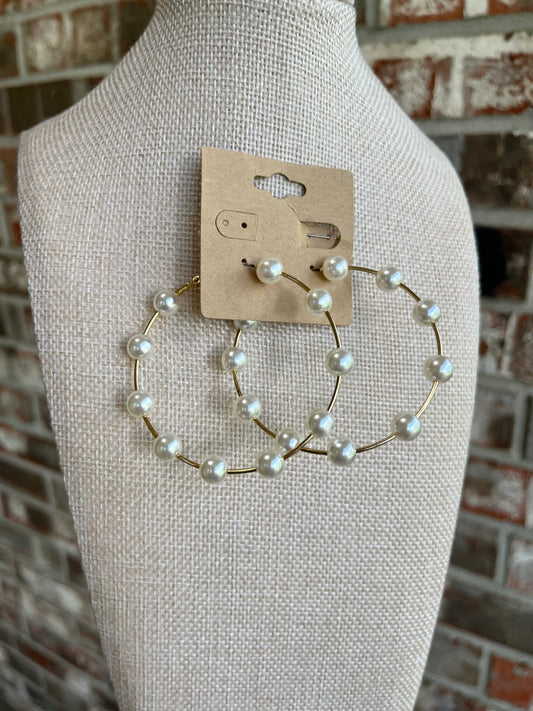 Darlene Pearl and Gold Earrings