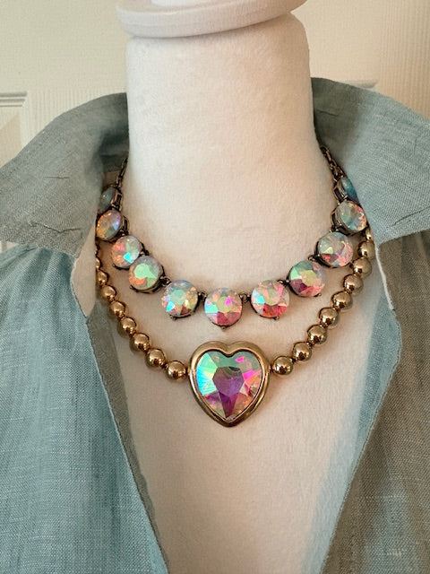 Iridescent Gold Heart Necklace