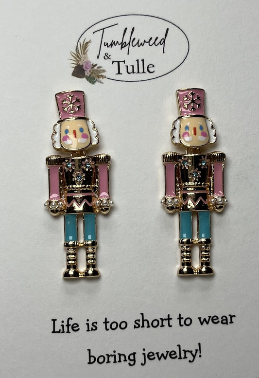 Pink Nutcracker Earrings