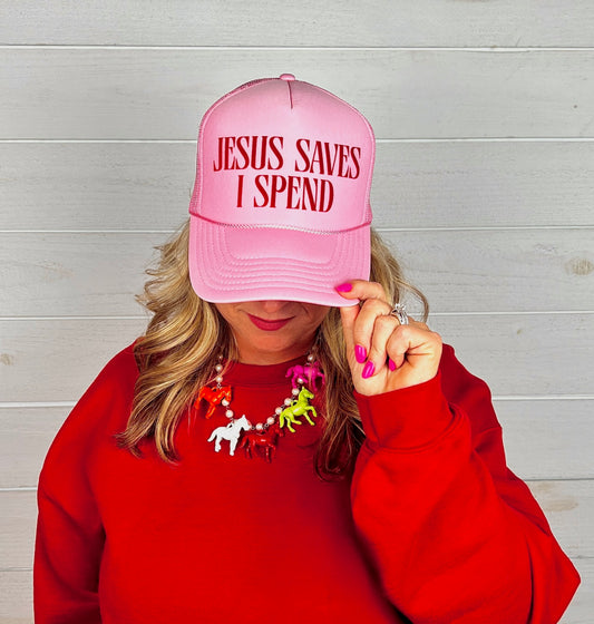 Jesus Saves I Spend in Pink