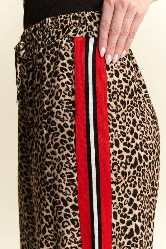 Leopard Pants with Red Stripe