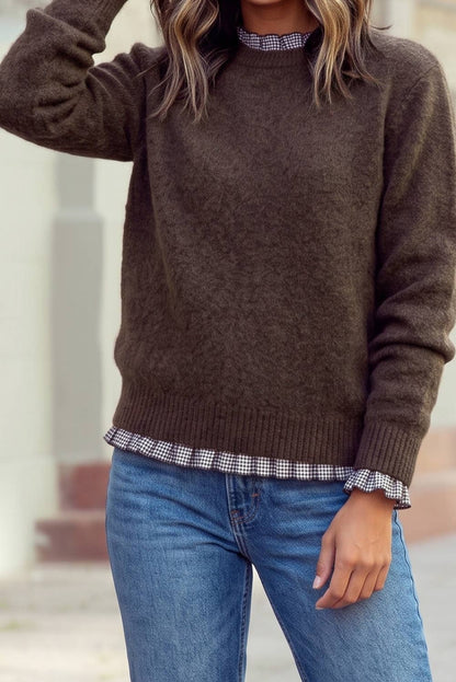 Ruffle Trim Pullover Sweater