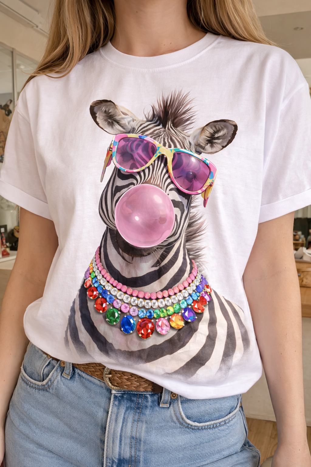 Bubblegum Zebra Tee