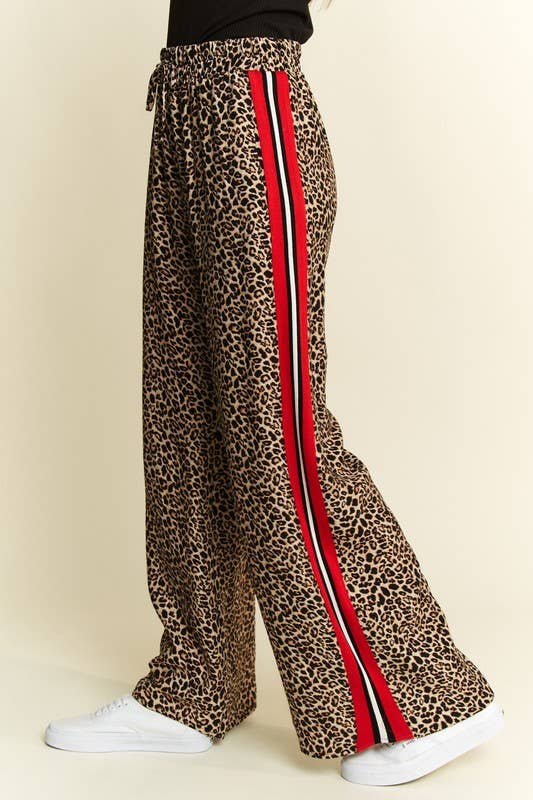 Leopard Pants with Red Stripe