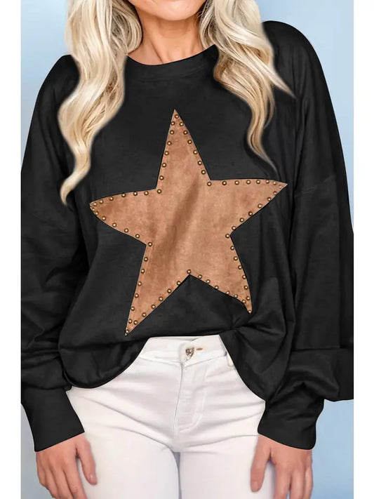 Paulina Star Studded Top in Black