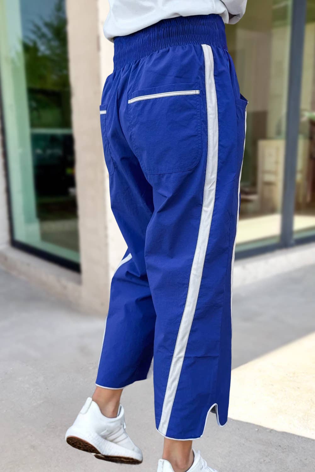 Blue Drawstring Cropped Pants