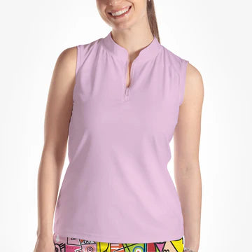 Pink Sleeveless Quarter Zip Top