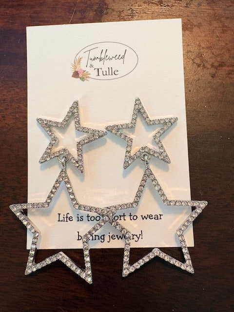 Silver Stars Earrings